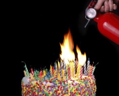 birthday cake with fire extinguisher